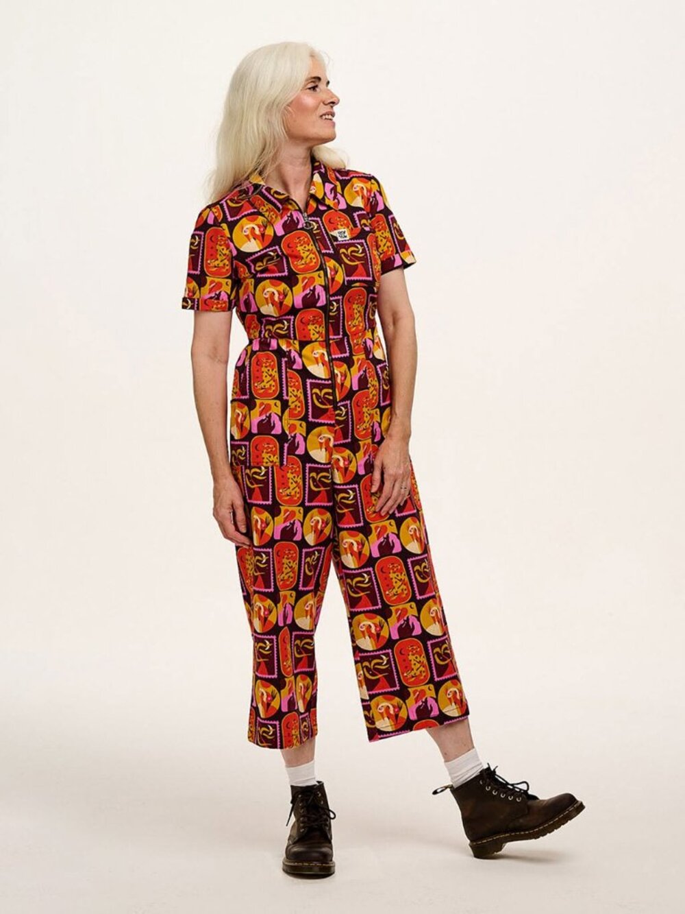 Lucy & Yak L.E. Ragan Jumpsuit Artist Print by Hugo Alberto UK 18/US 14